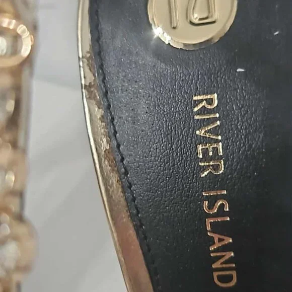 River Island White Crystal Barely there Embellished Heel Sandal - Picture 5 of 8